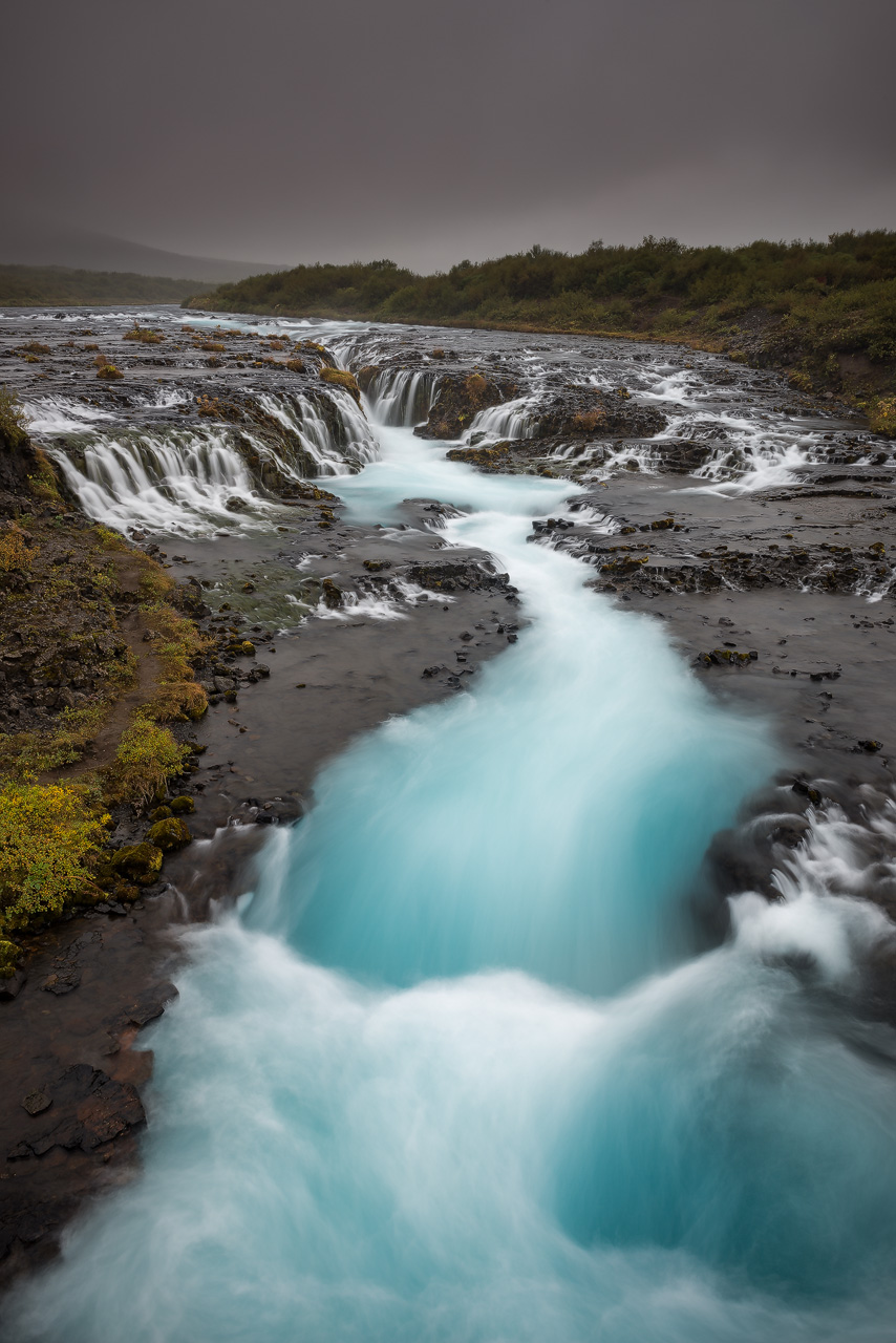 The waterfall Brúarfoss formed by the glacial river Brúará (west of Iceland).
